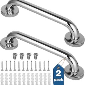 2 Pack Shower Grab Bar, Stainless Steel Bathroom Grab Bar, Shower Handle, Bath Handle, Grab Bars Senior for Bathroom (12 Inch )