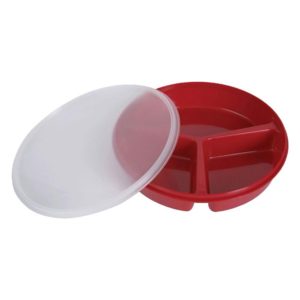 Divided Scoop Red Dish with Lid
